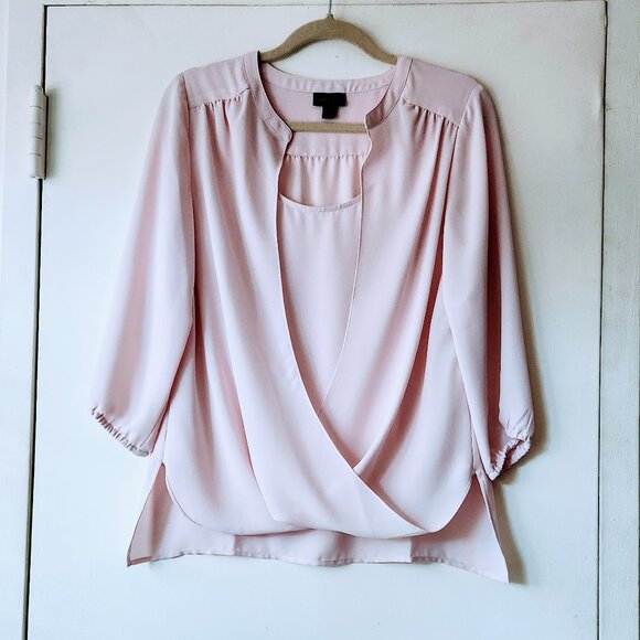 J. Jill Wearever Collection Pink Blouse Top Draped Front sz Small to Medium - Picture 4 of 14
